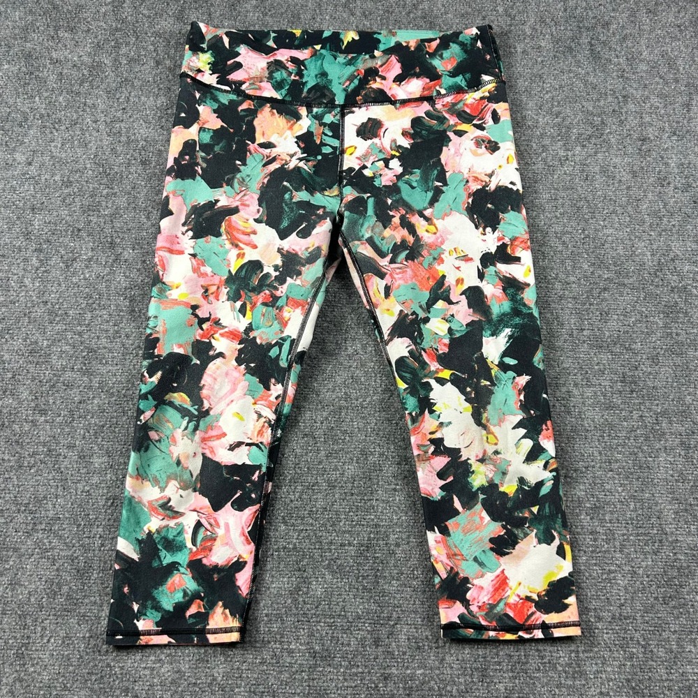 Fabletics Leggings Womens L Multicolor Abstract‎ Floral Cropped Yoga Activewear